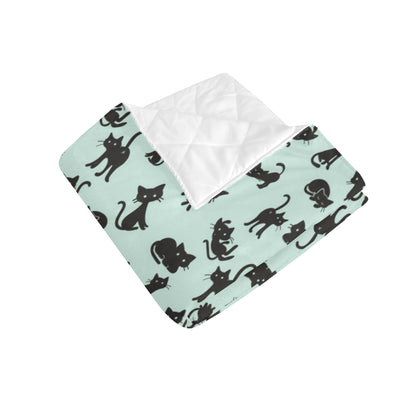 Black Cat Pattern Print Design 04 Premium Quilt