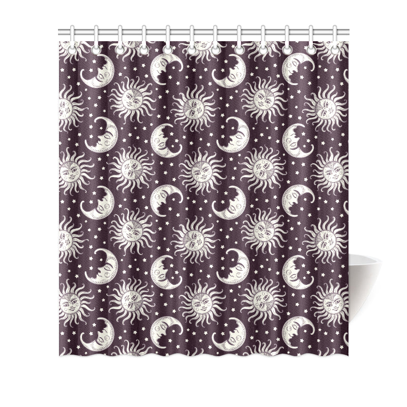 Sun Moon Face Shower Curtain