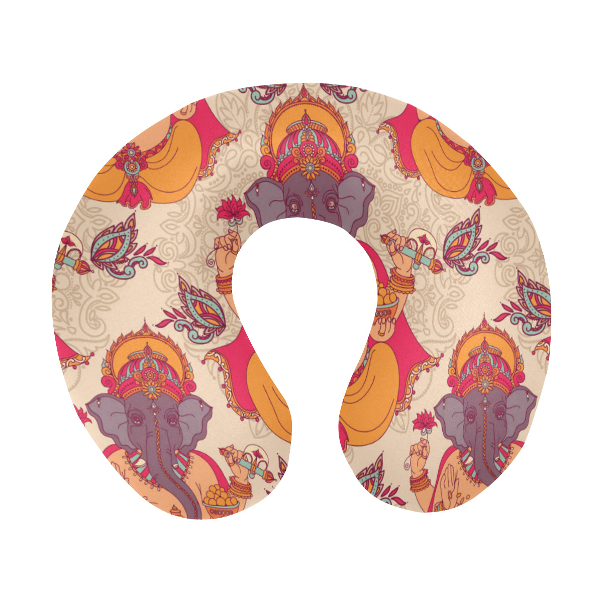 Ganesha Indian Pattern Print Design 02 U-Shaped Travel Neck Pillow