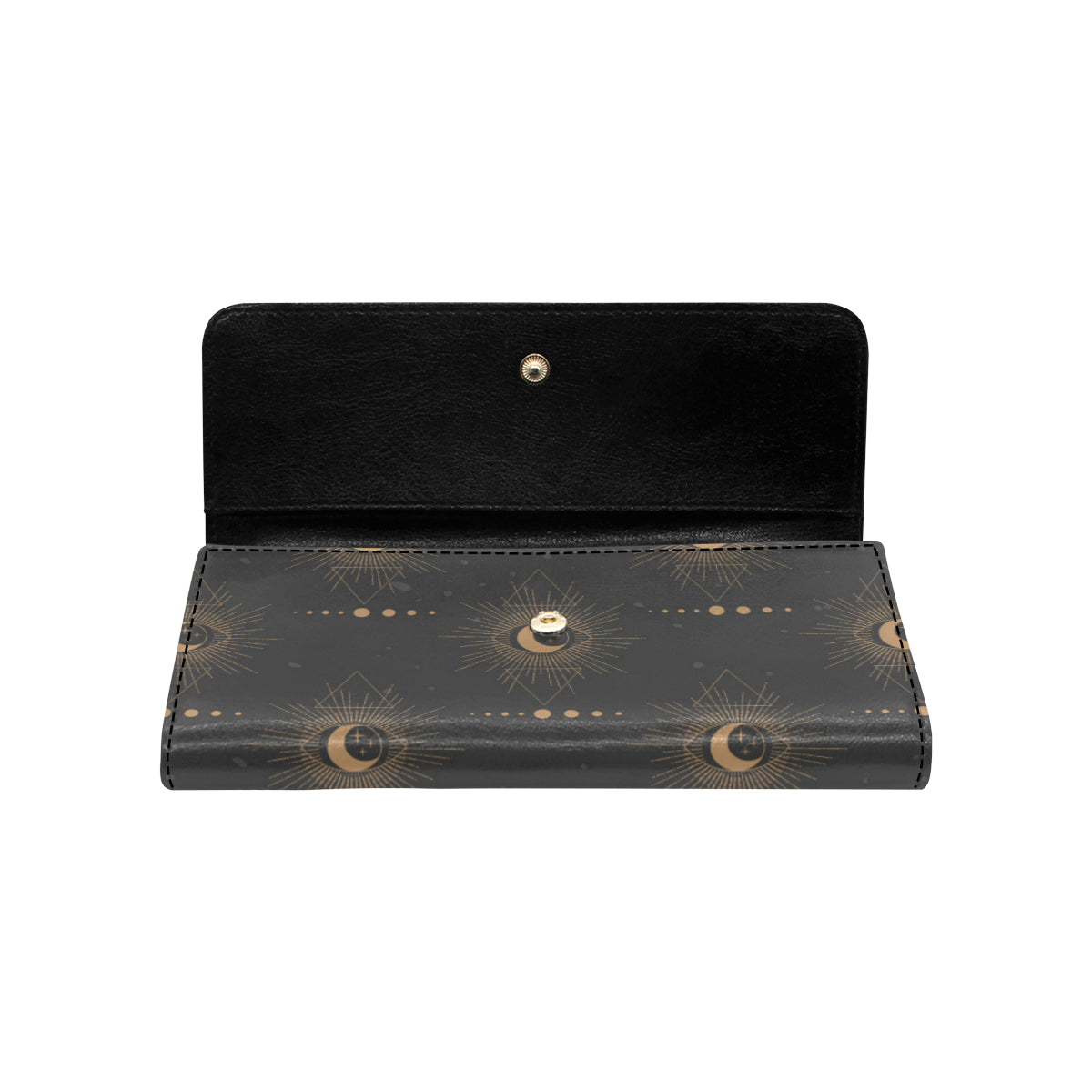 Moon Boho Pattern Print Design 02 Women's Trifold Wallet