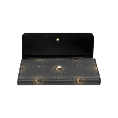 Moon Boho Pattern Print Design 02 Women's Trifold Wallet