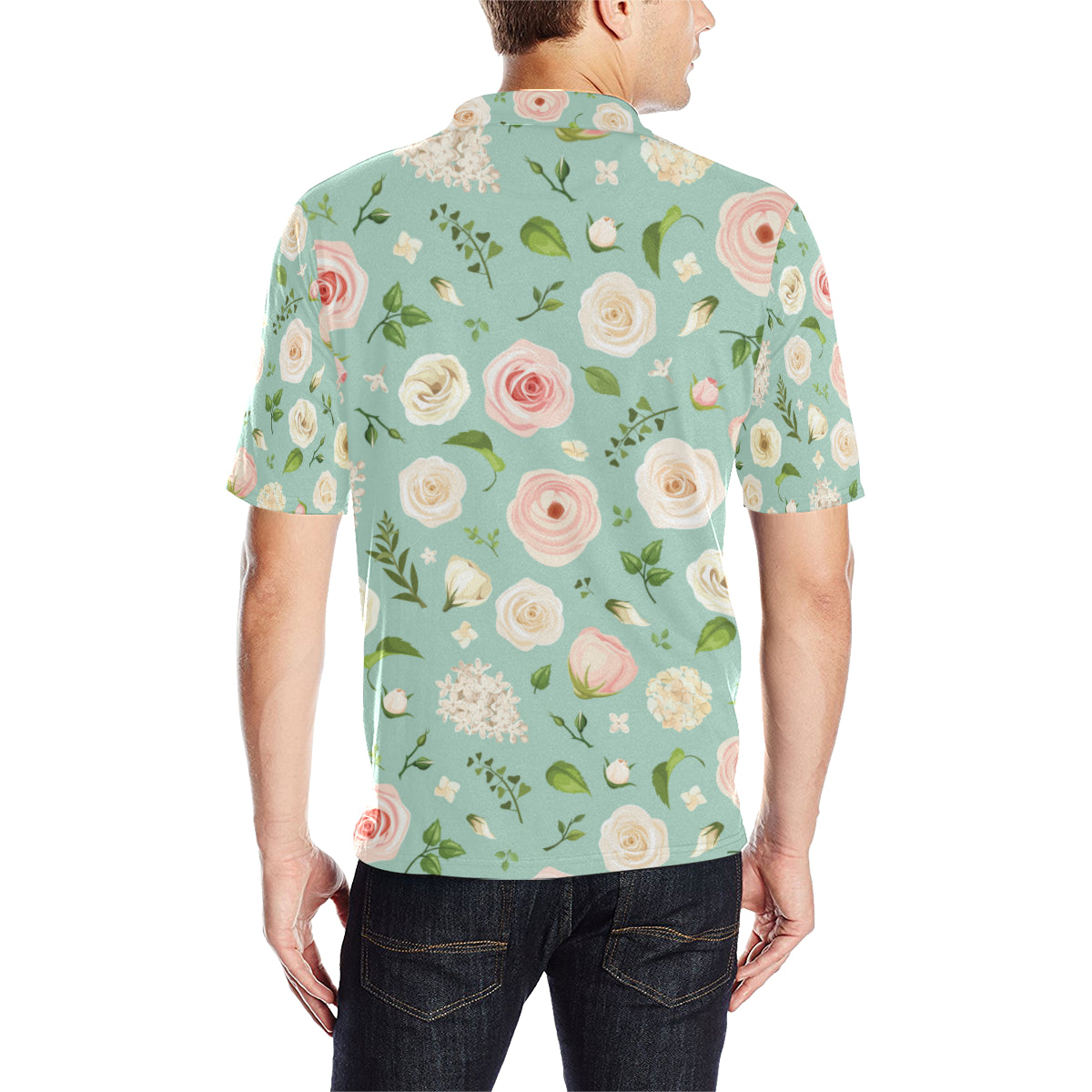 Lisianthus Pattern Print Design 01 Men Polo Shirt