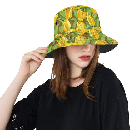 Tulip Yellow Pattern Print Design TP010 Unisex Bucket Hat