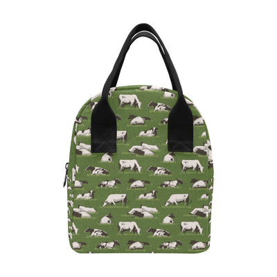 Cow on Grass Print Pattern Insulated Lunch Bag