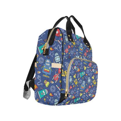 Robot Pattern Print Design A03 Diaper Bag Backpack