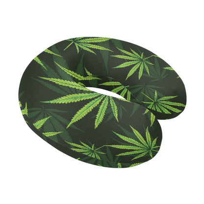 Pot Leaf Pattern Print Design A03 U-Shaped Travel Neck Pillow