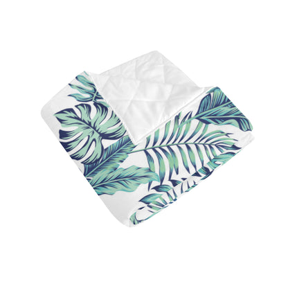 Pattern Tropical Palm Leaves Premium Quilt