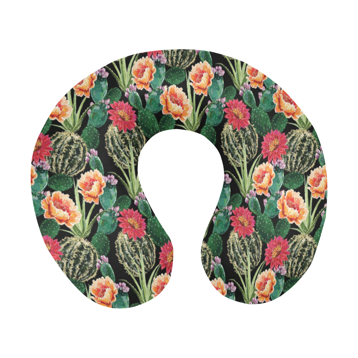 Cactus Pattern Print Design 06 U-Shaped Travel Neck Pillow