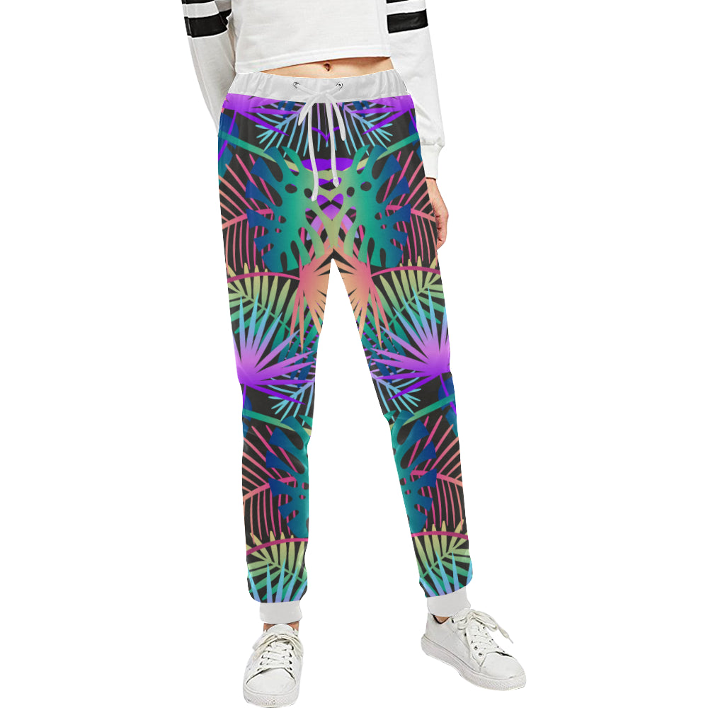 Neon Flower Tropical Palm Leaves Unisex Sweatpants