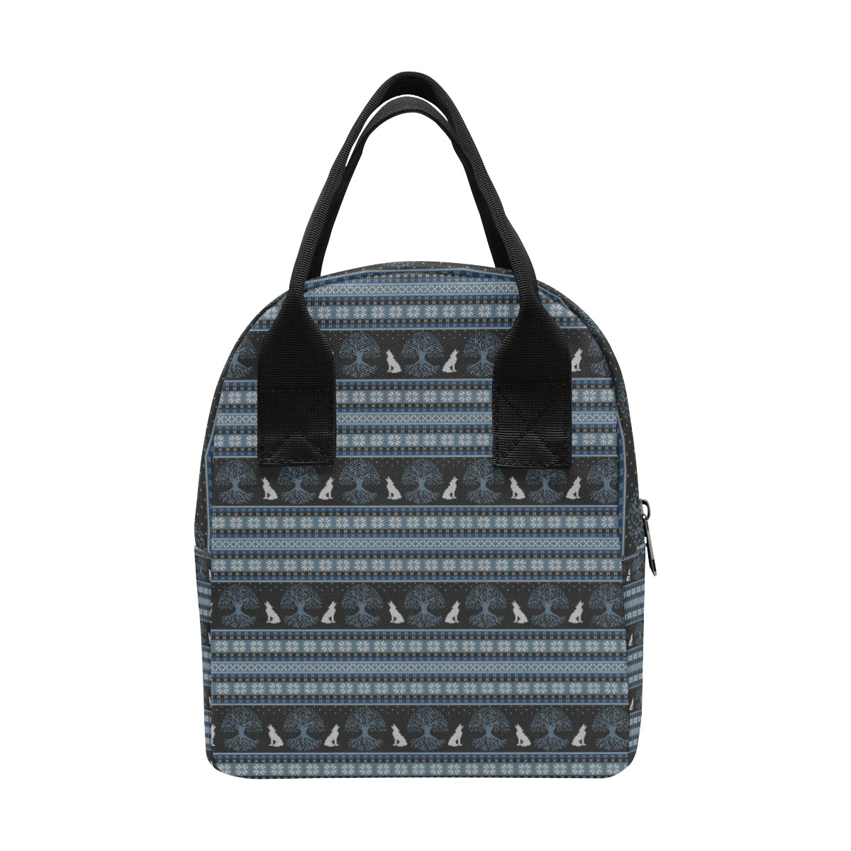Wolf Tree of Life Knit Design Print Insulated Lunch Bag