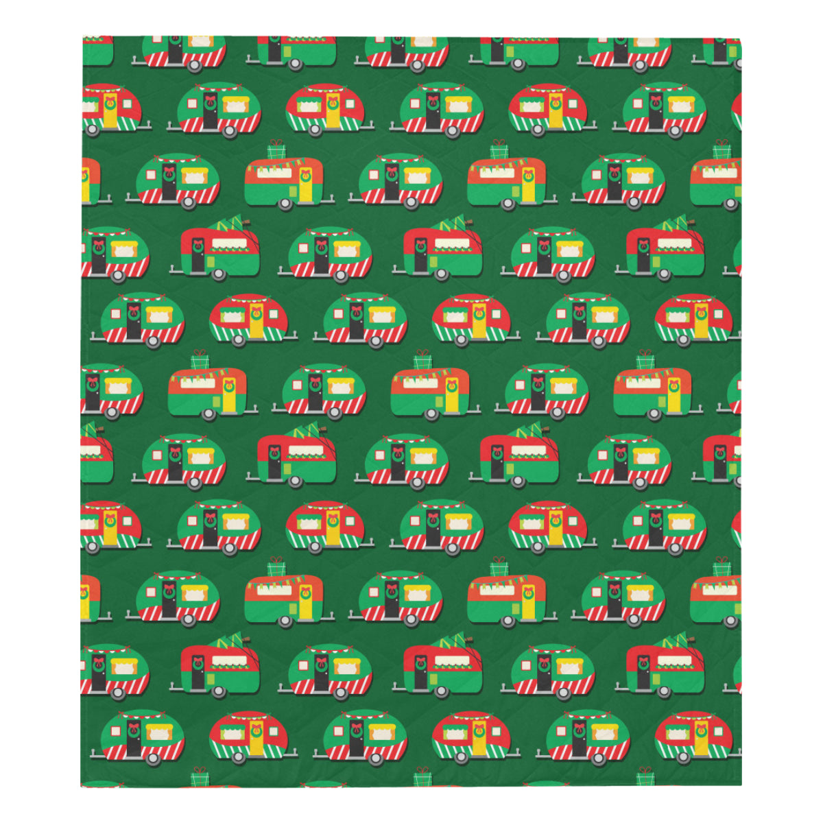 Camper Camping Christmas Themed Print Premium Quilt