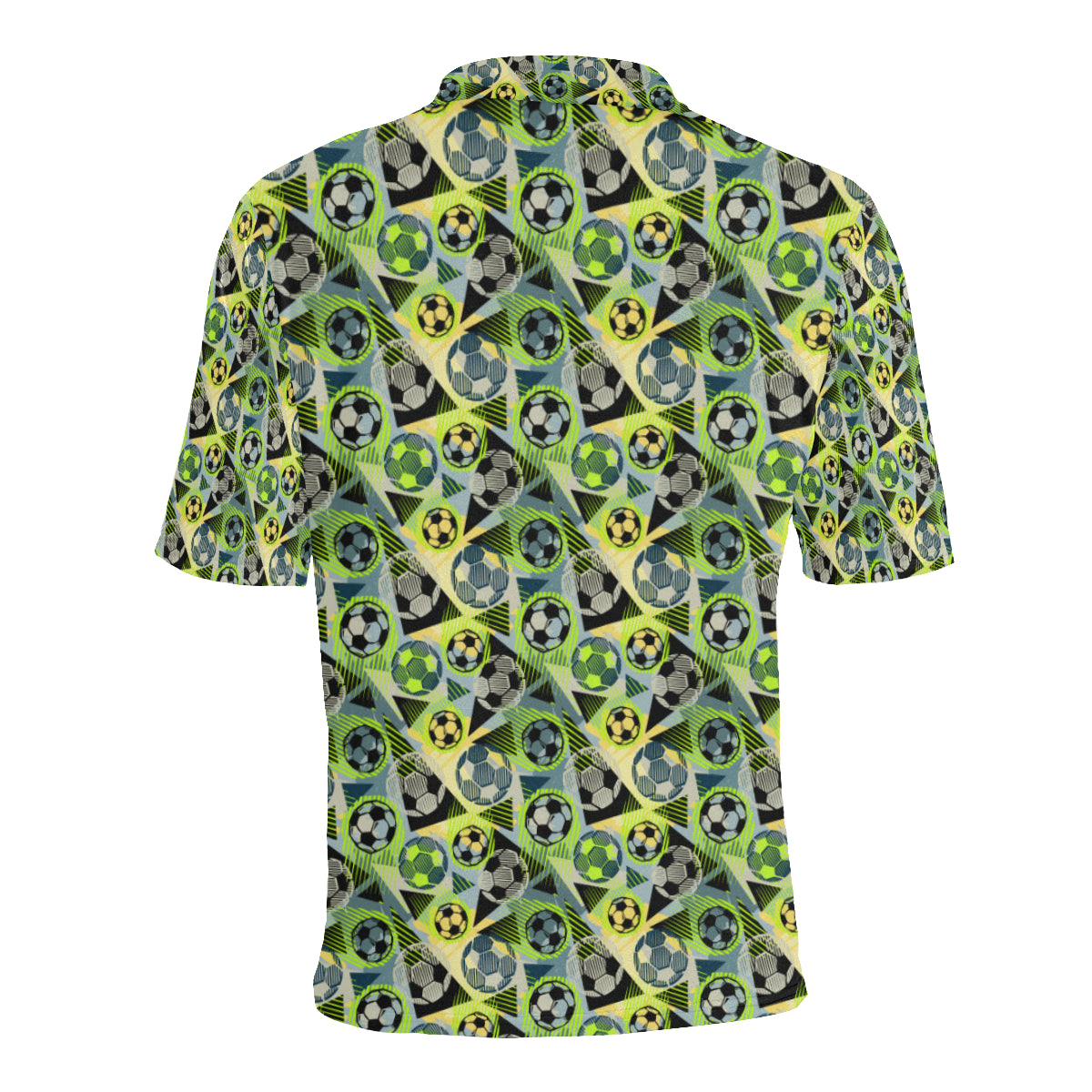 Soccer Ball Themed Print Pattern Men Polo Shirt