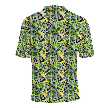 Soccer Ball Themed Print Pattern Men Polo Shirt