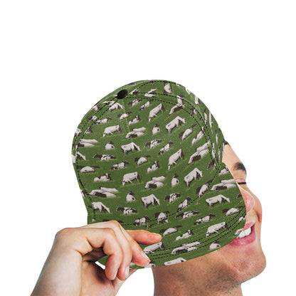 Cow on Grass Print Pattern Snapback Cap