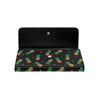 Neon Pineapple Pattern Print Design A04 Women's Trifold Wallet
