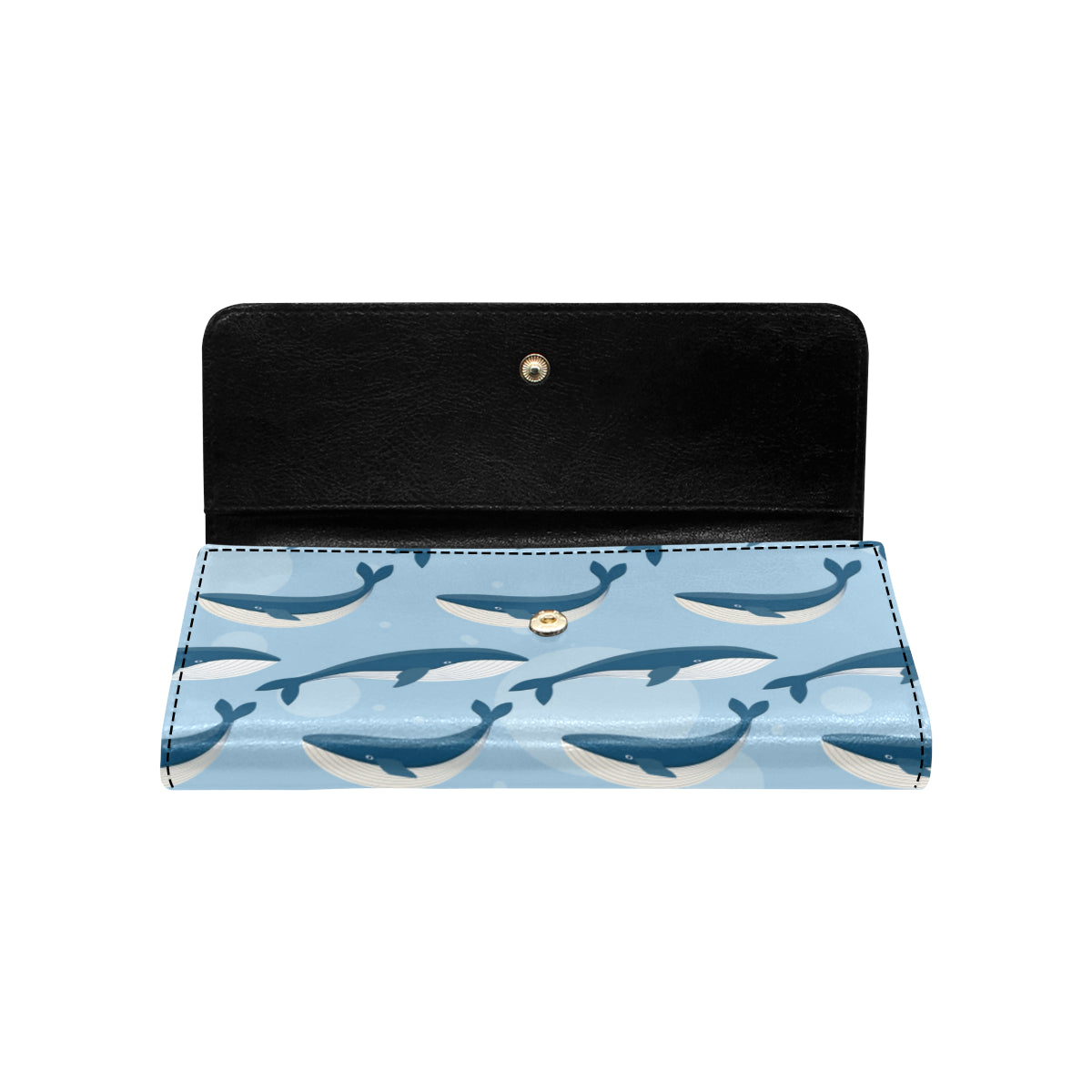 Blue Whale Pattern Print Design 02 Women's Trifold Wallet