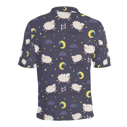 Sheep Night Pattern Print Design 02 Men Polo Shirt