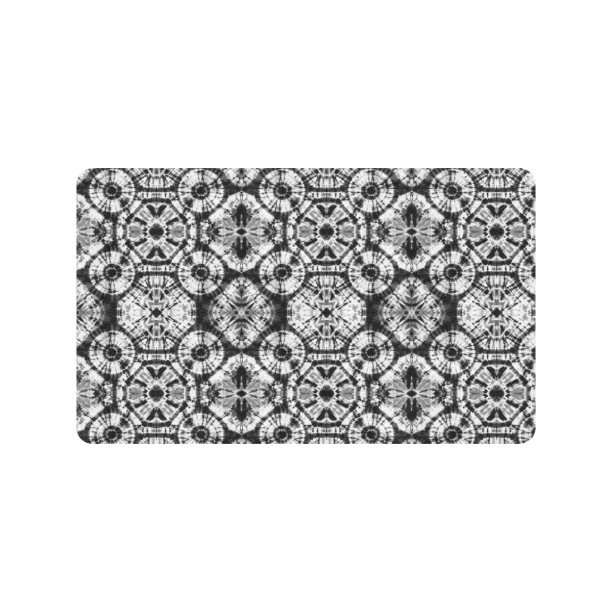 Tie Dye Black White Design Print Rubber Doormat