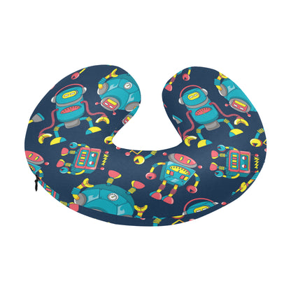 Robot Pattern Print Design A05 U-Shaped Travel Neck Pillow