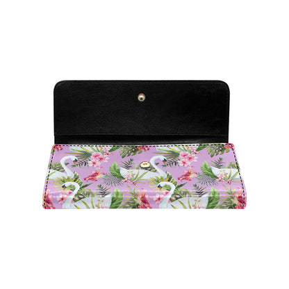 Swan with Flower Pattern Print Design 01 Women's Trifold Wallet