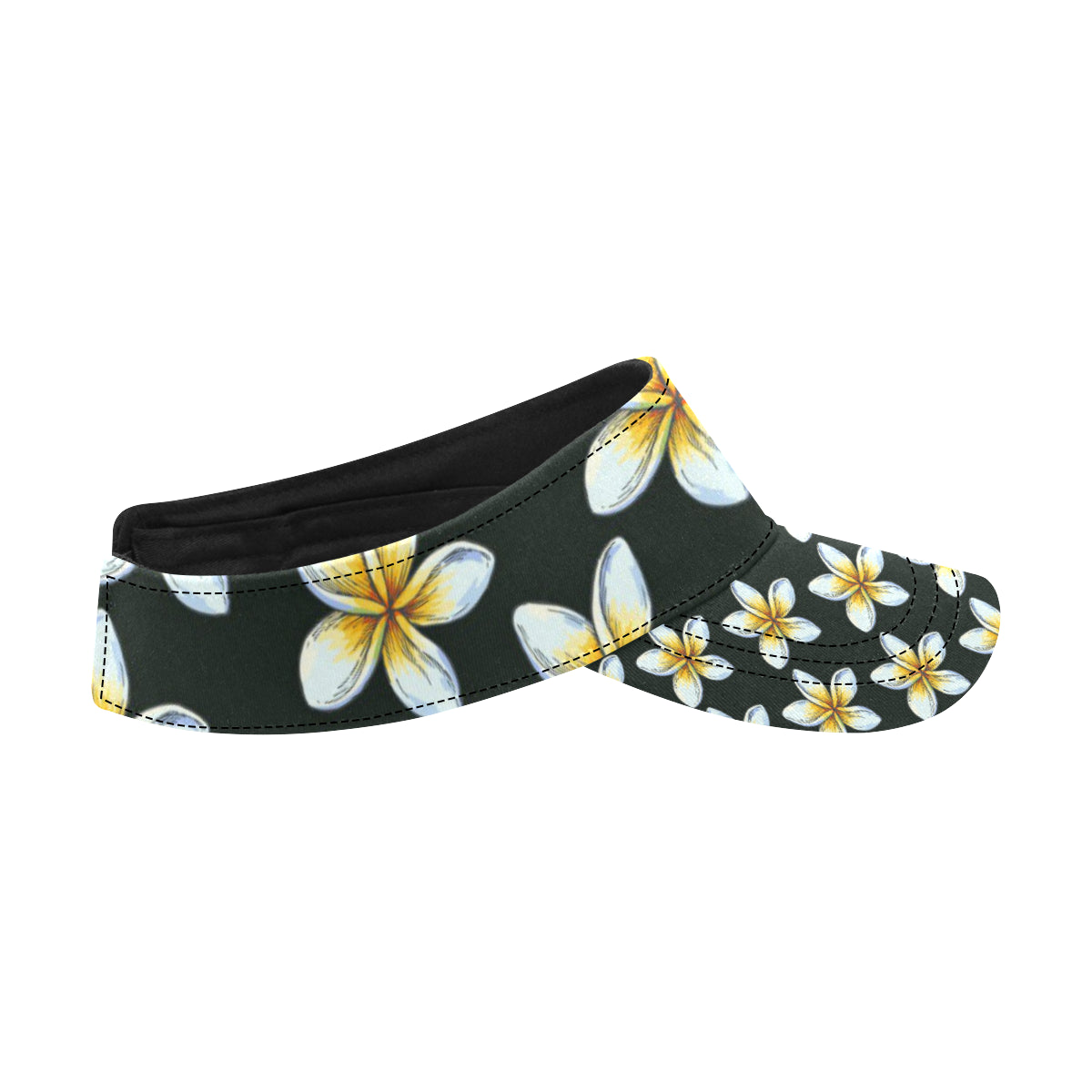 White Plumeria Pattern Print Design PM022 Unisex Sun Visor