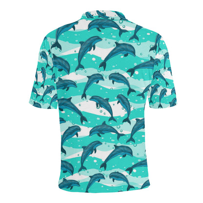 Dolphin Design Print Pattern Men Polo Shirt