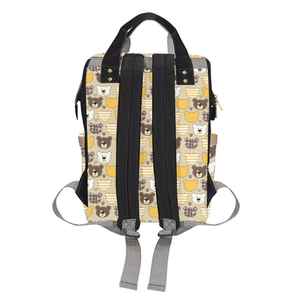 Bear PatchworkPattern Print Design 01 Diaper Bag Backpack