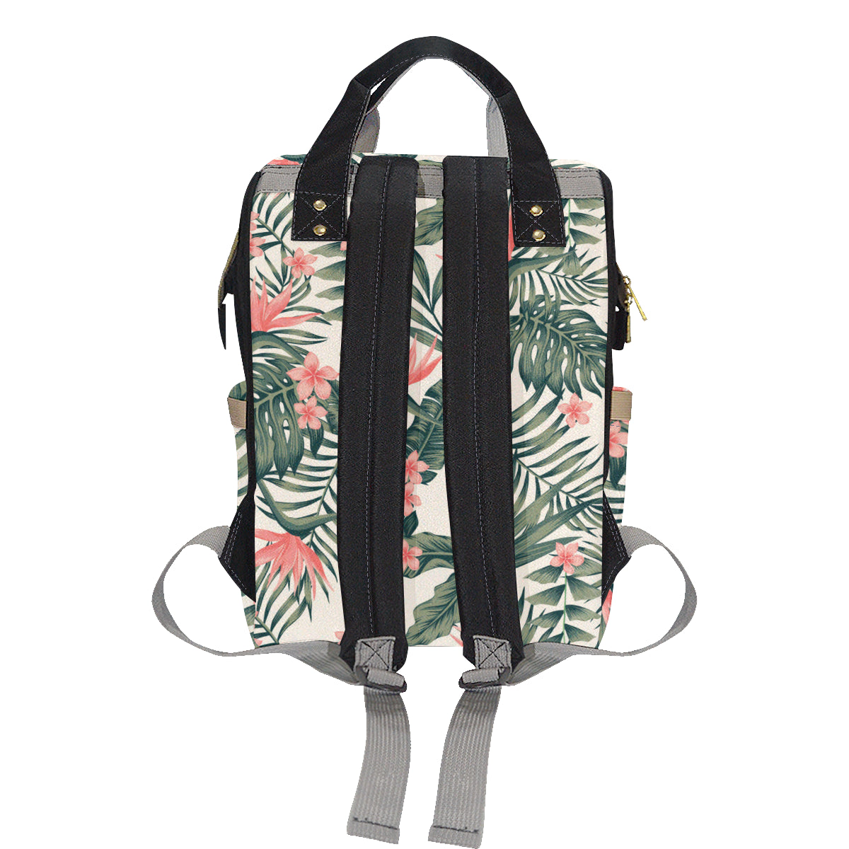 Tropical Flower Palm Leaves Diaper Bag Backpack