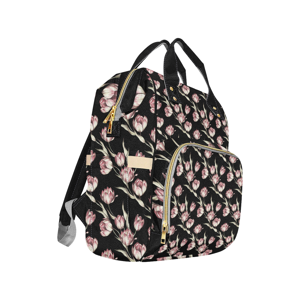 Tulip Pink Pattern Print Design TP02 Diaper Bag Backpack