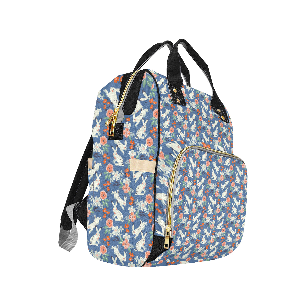 Bunny Pattern Print Design 07 Diaper Bag Backpack