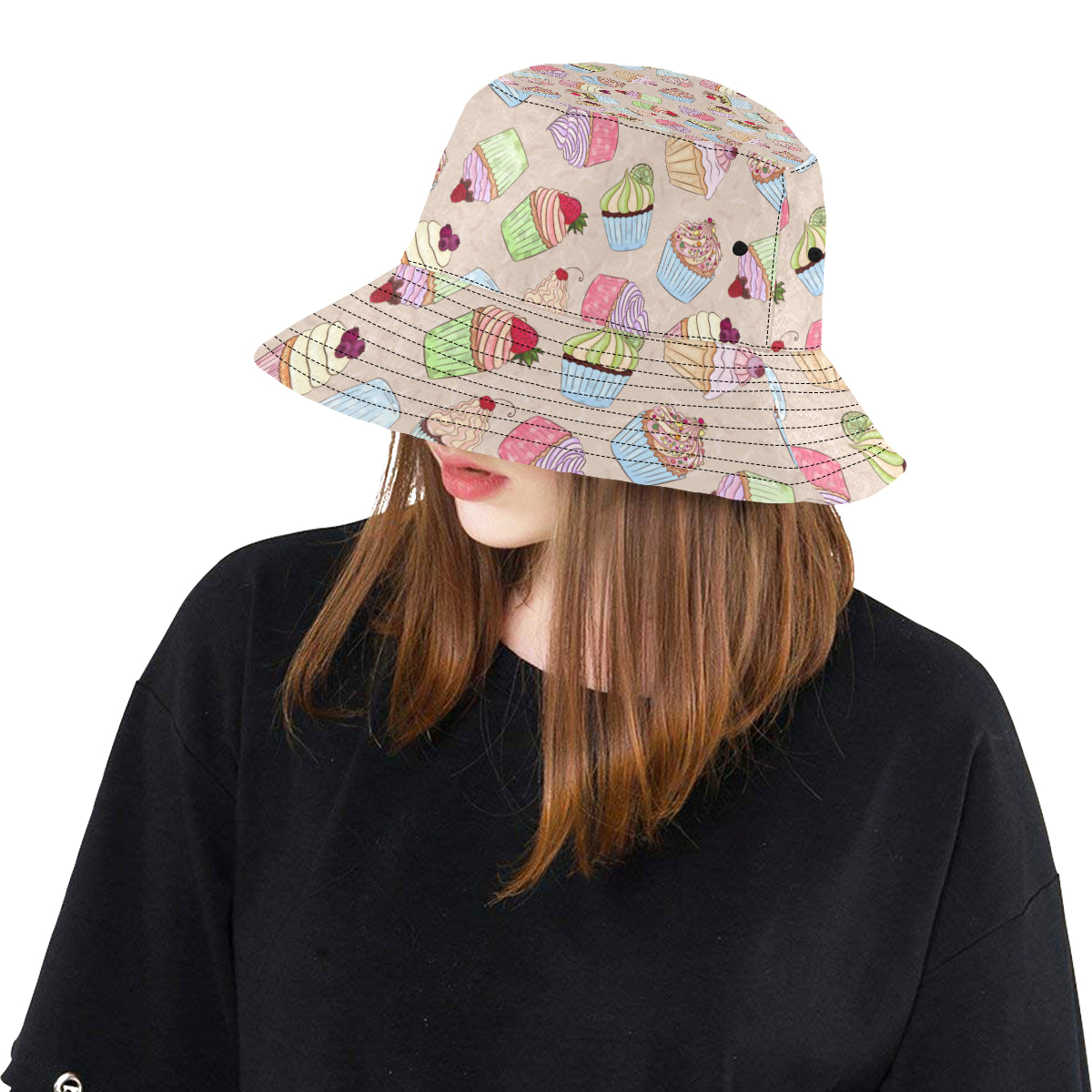 Cupcake Pattern Print Design CP06 Unisex Bucket Hat