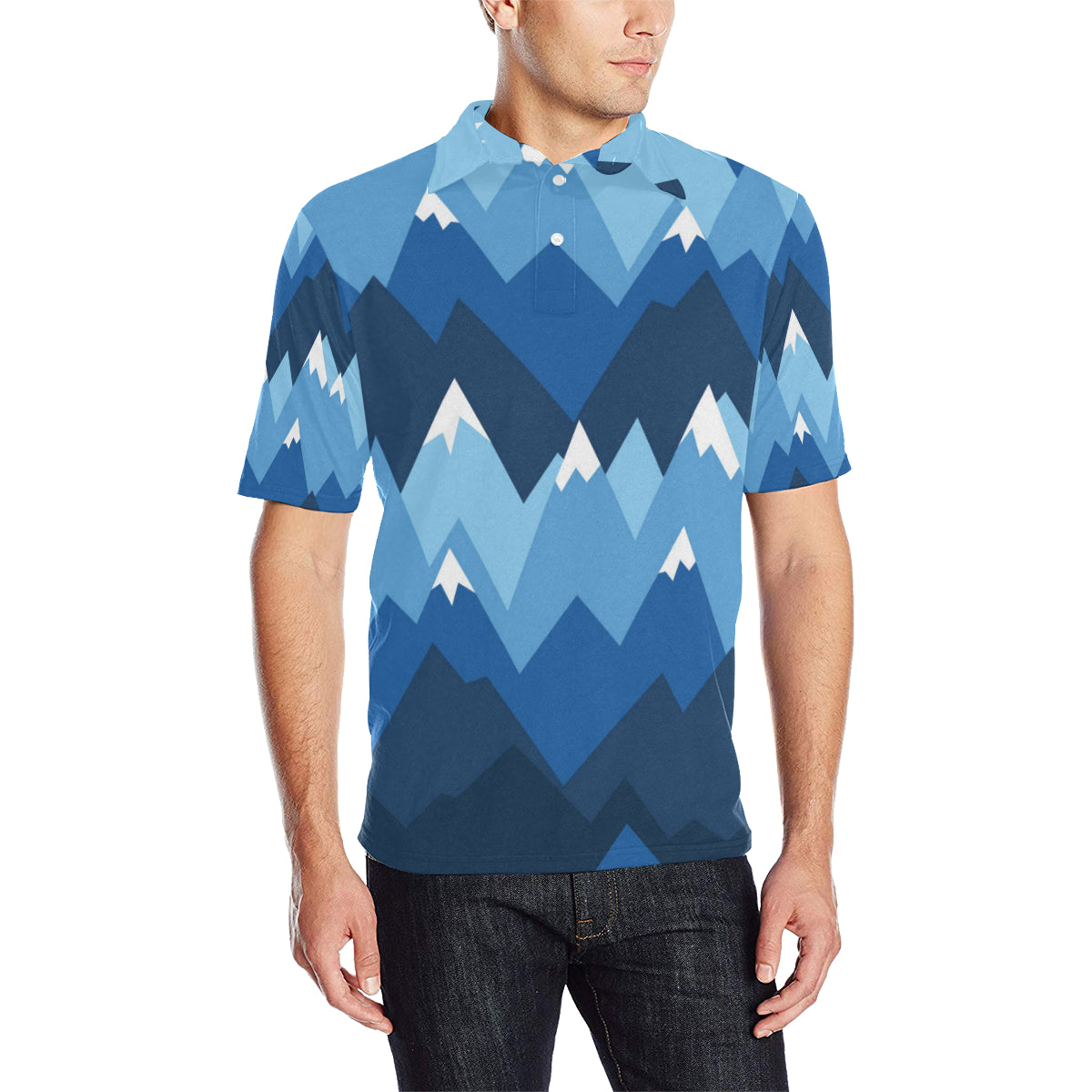 Mountain Pattern Print Design 04 Men Polo Shirt