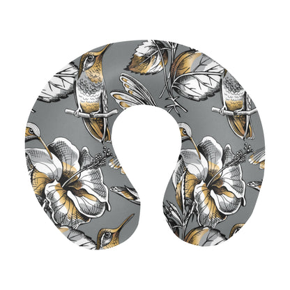 Hummingbird Pattern Print Design 02 U-Shaped Travel Neck Pillow