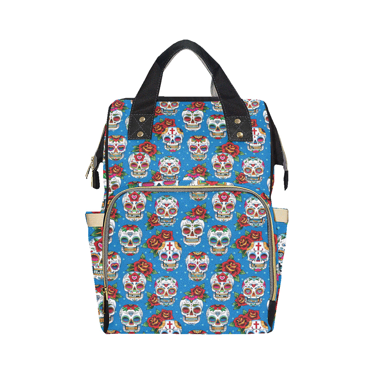 Sugar Skull Rose Pattern Diaper Bag Backpack