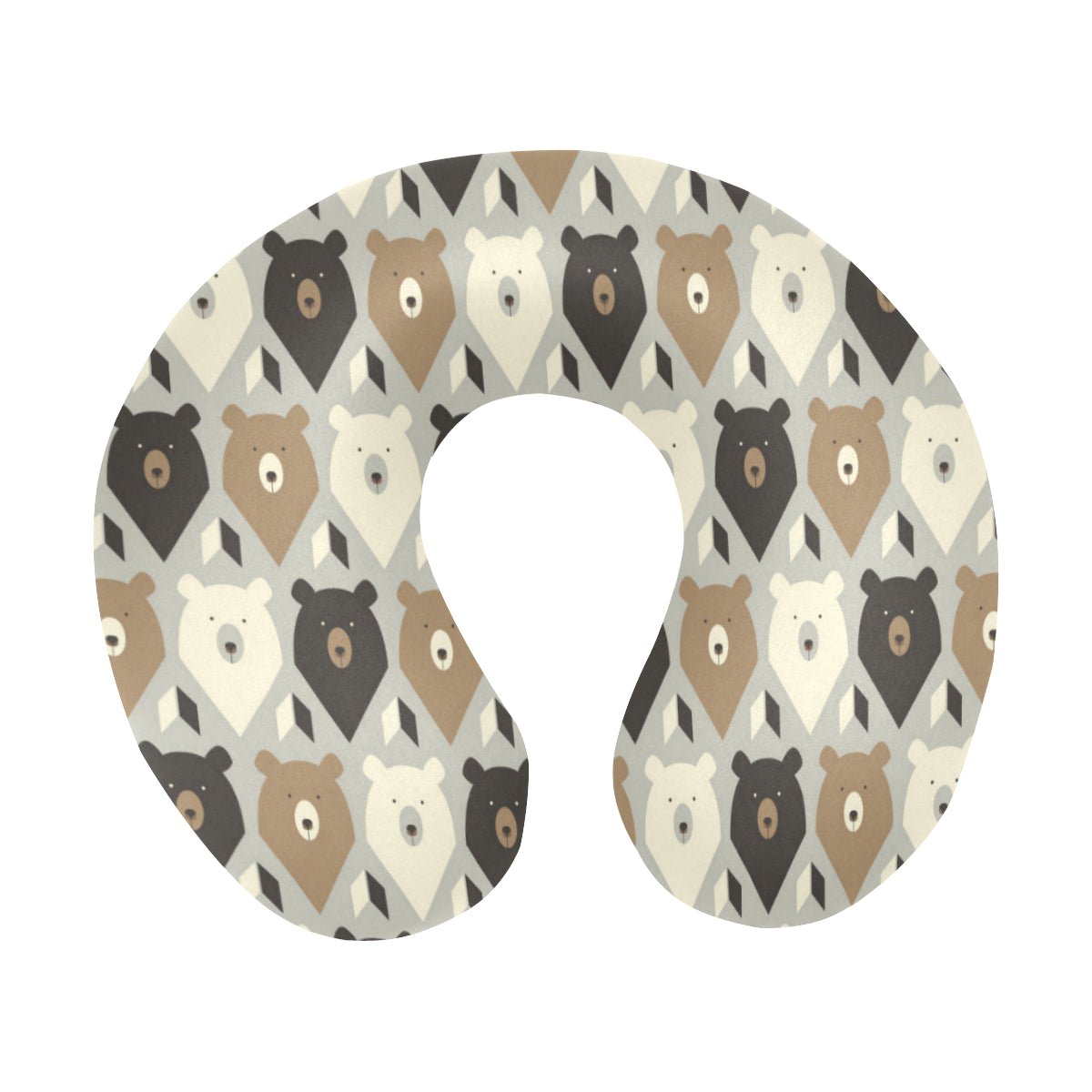 Bear Pattern Print Design 04 U-Shaped Travel Neck Pillow
