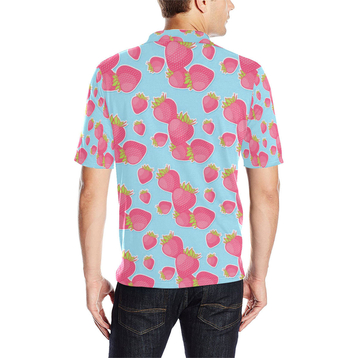 Strawberry Pattern Print Design SB04 Men Polo Shirt