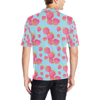 Strawberry Pattern Print Design SB04 Men Polo Shirt
