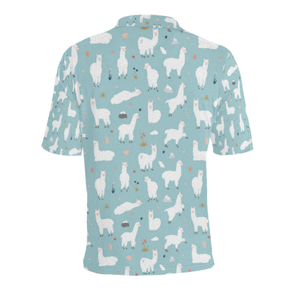 Alpaca Pattern Print Design 02 Men Polo Shirt