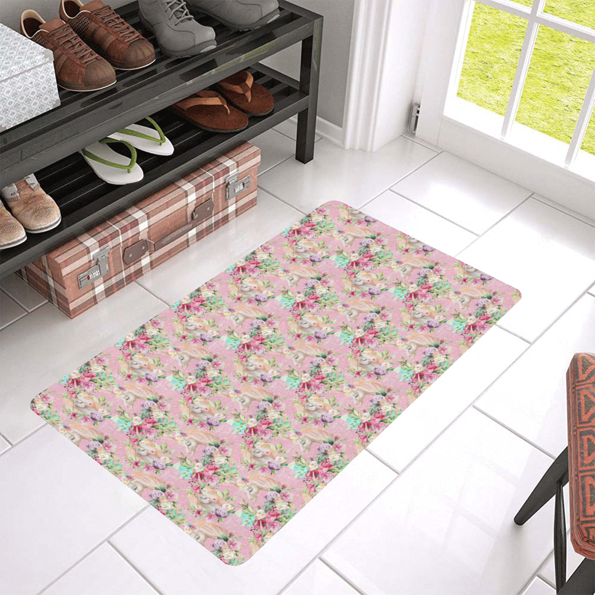 Unicorn Princess with Rose Rubber Doormat