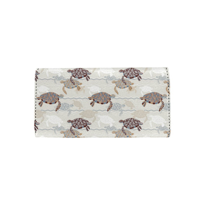 Sea Turtle Pattern Print Design T07 Women's Trifold Wallet