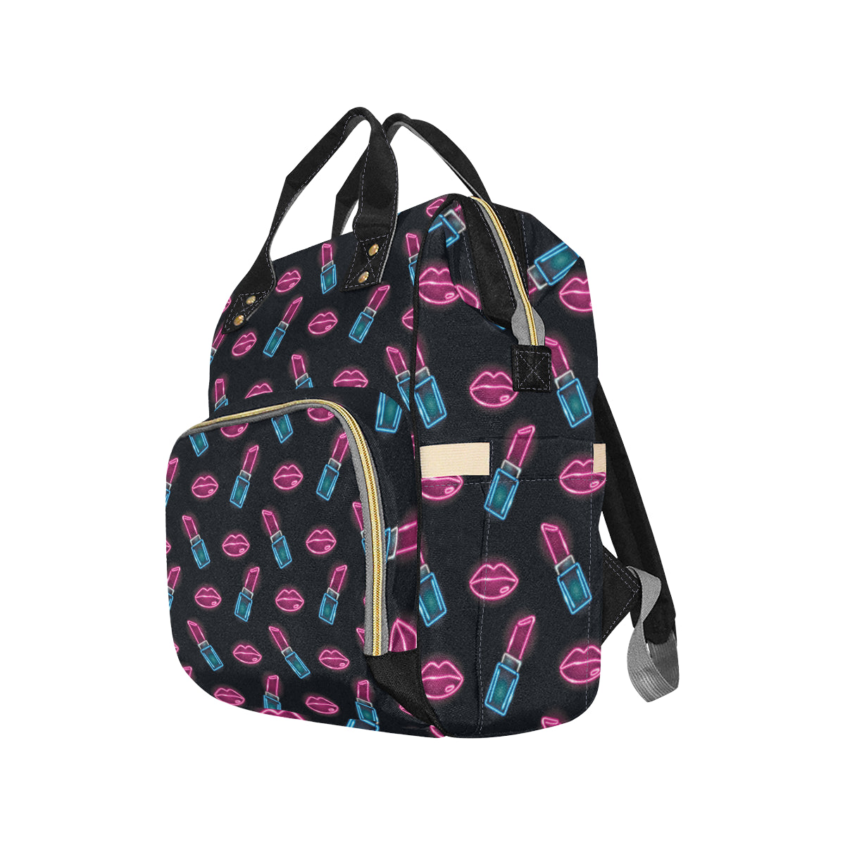 Lipstick Color Neon Pattern Print Design 03 Diaper Bag Backpack