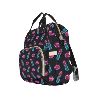 Lipstick Color Neon Pattern Print Design 03 Diaper Bag Backpack