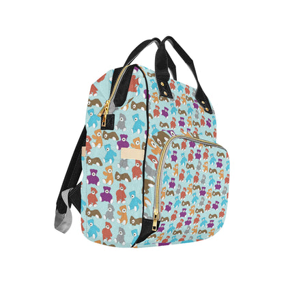 Bear Cute Pattern Print Design 03 Diaper Bag Backpack