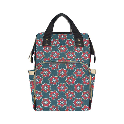 Poinsettia Pattern Print Design A03 Diaper Bag Backpack