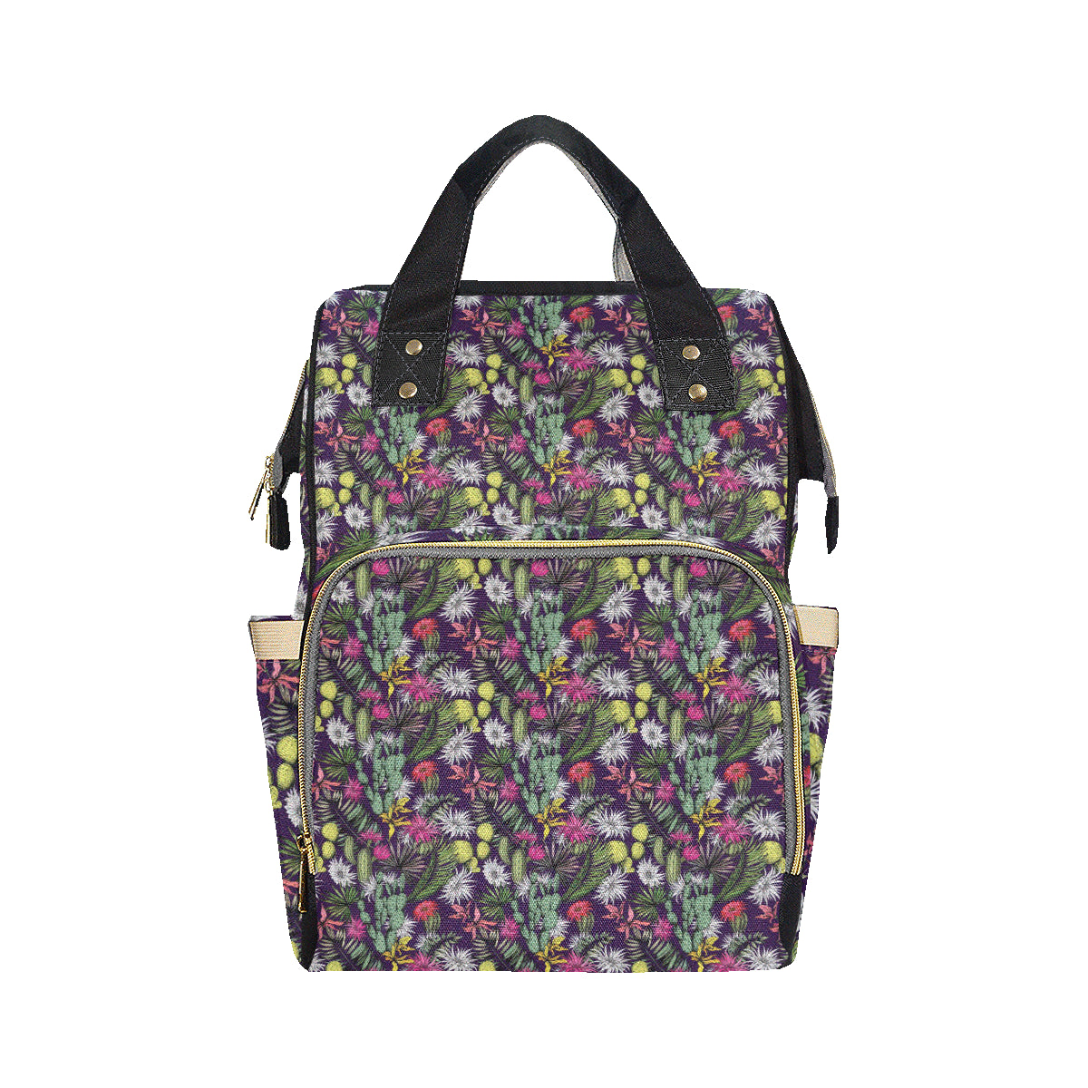 Cactus Pattern Print Design 08 Diaper Bag Backpack
