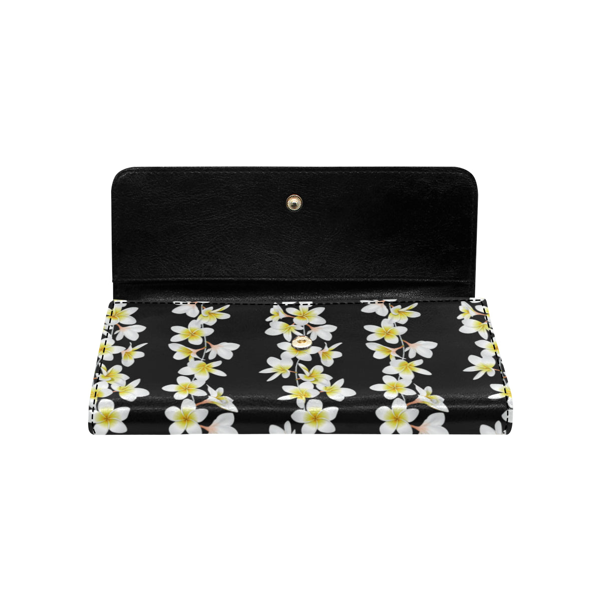 White Plumeria Pattern Print Design PM08 Women's Trifold Wallet