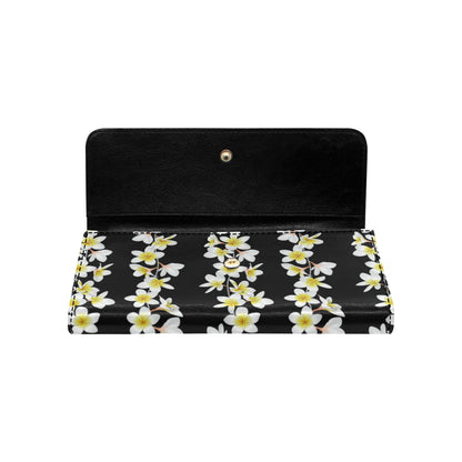White Plumeria Pattern Print Design PM08 Women's Trifold Wallet