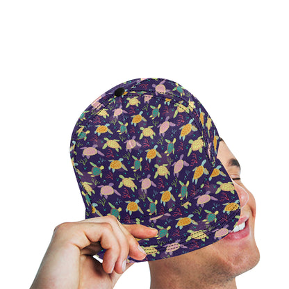 Sea Turtle Color Smile Snapback Cap