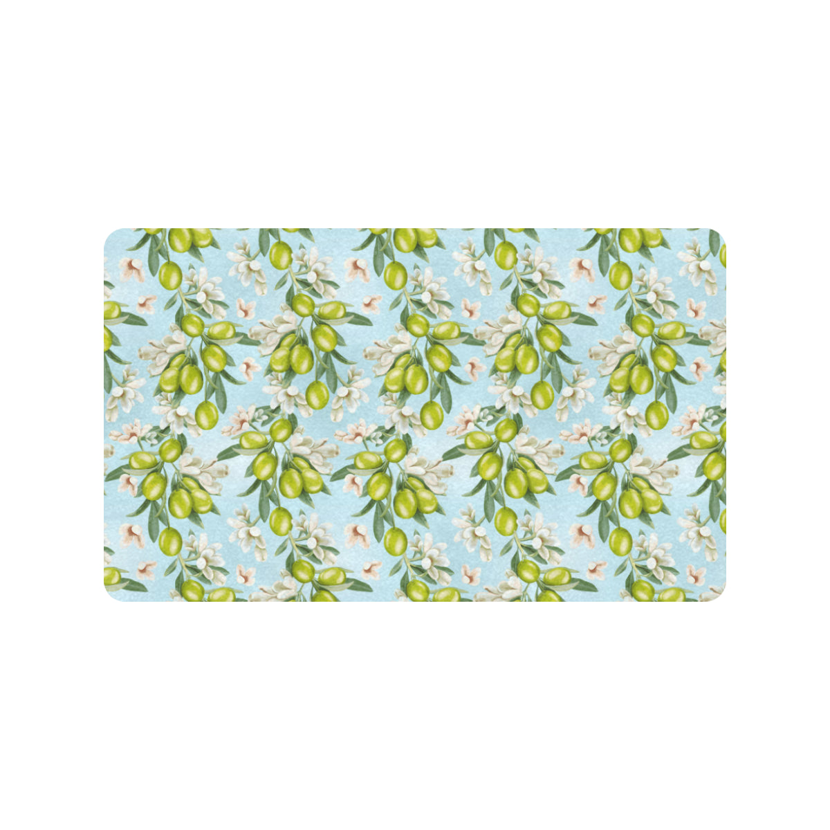 Elegant Olive Floral Print Rubber Doormat