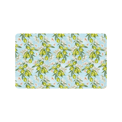 Elegant Olive Floral Print Rubber Doormat